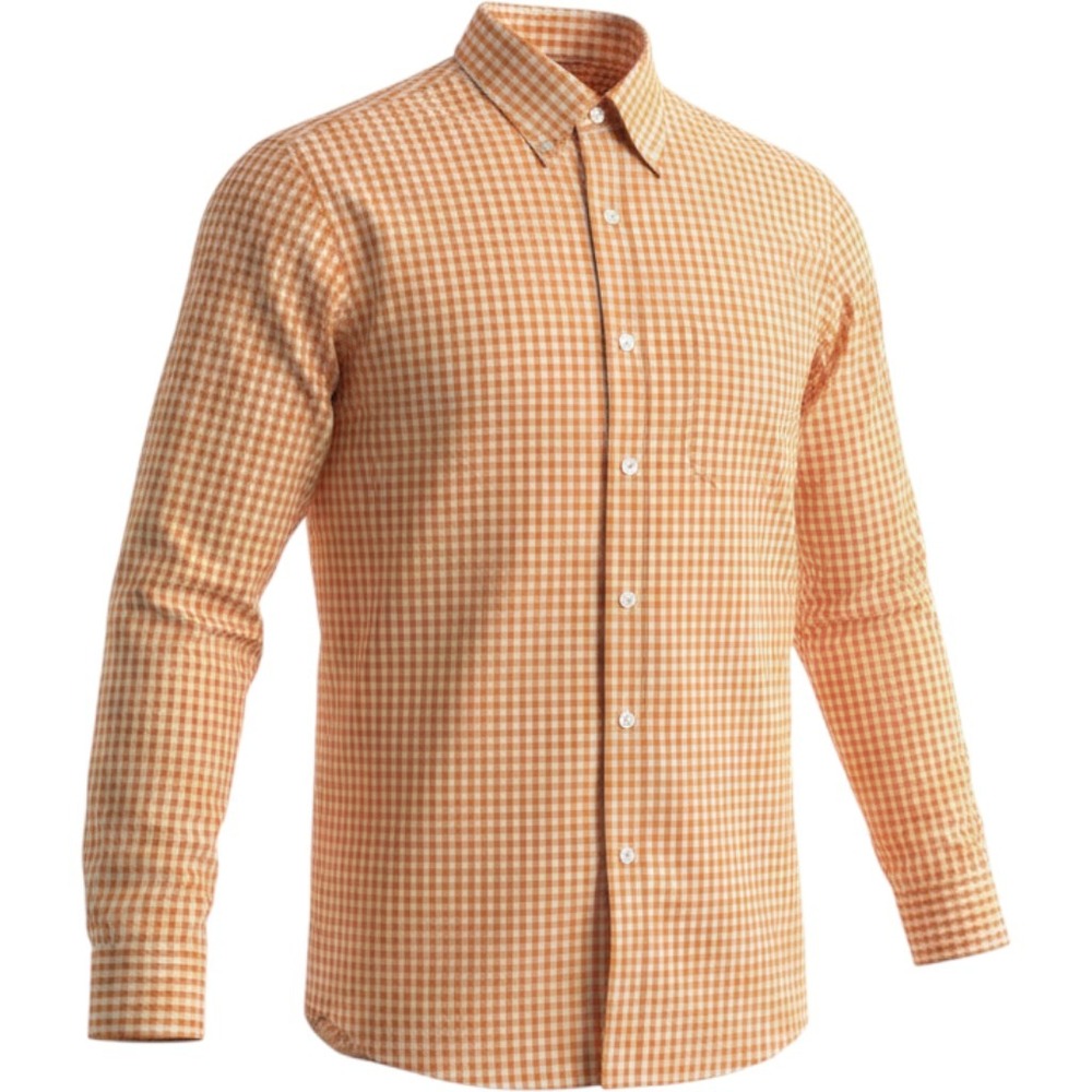 Tommy Hilfiger Button Down Mens L Slim Fit Orange Gingham Check Excellent